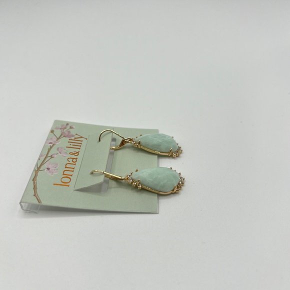 lonna & lilly Pave & Crackled Stone Drop Earrings in Gold MSRP $26 NWT - Picture 3 of 5